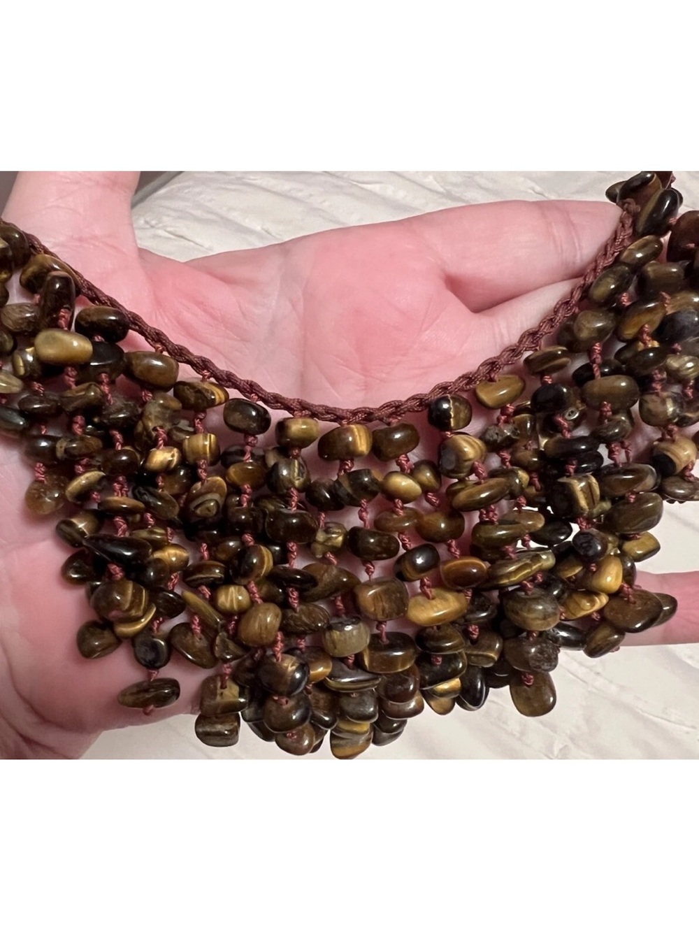 Host pick 🎉🎉 Tiger’s Eye Cascade Bib Knotted Necklace 19” - Picture 10 of 12